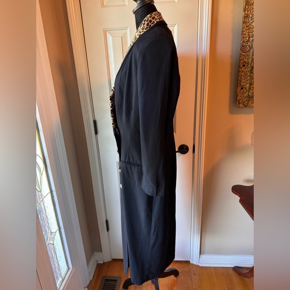 Danny & Nicole Black Front Button Dress with Leopard Print Buttons & Collar - Picture 6 of 7